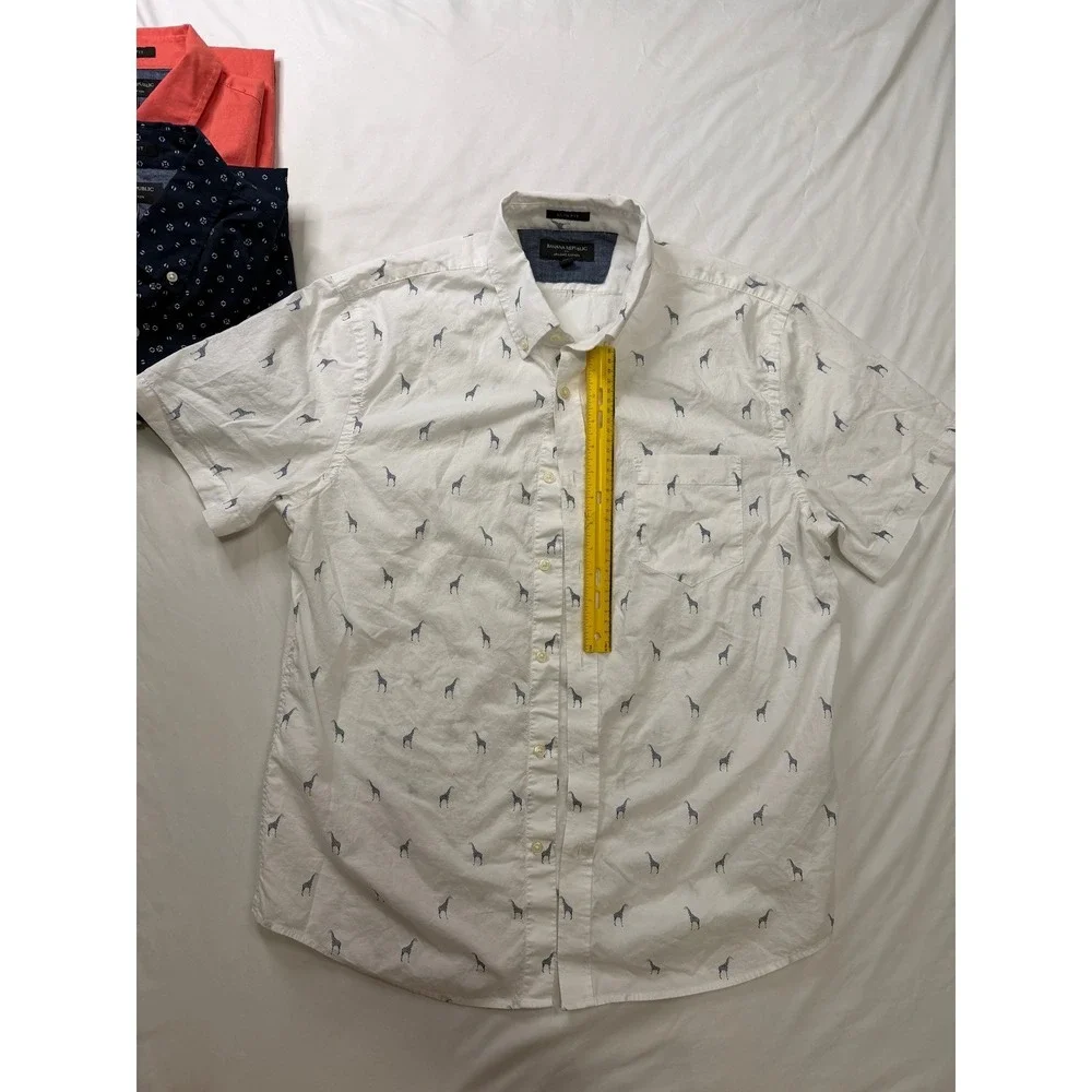 Banana Republic Mens Slim Fit Organic Cotton Short Sleeve Shirt Bundle Large 5pk